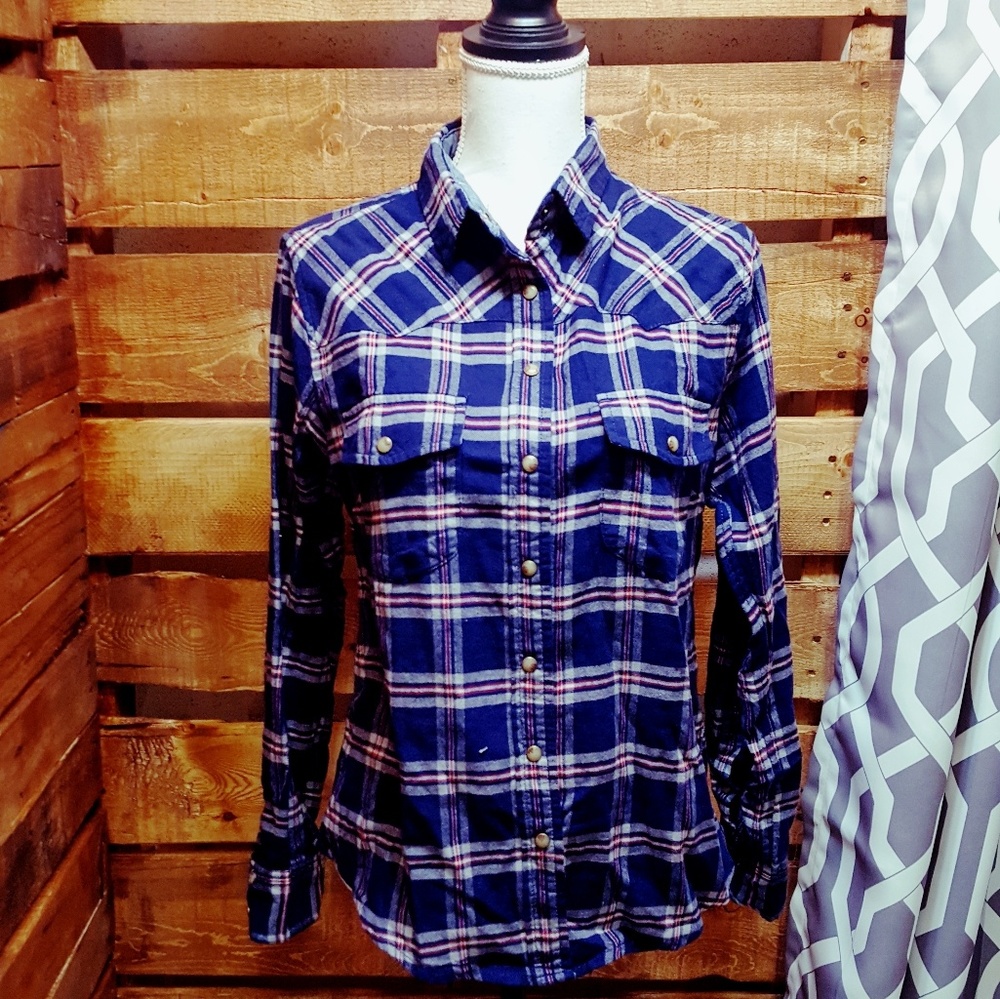 NWT Jachs Girlfriend Blue & Red Flannel - Small